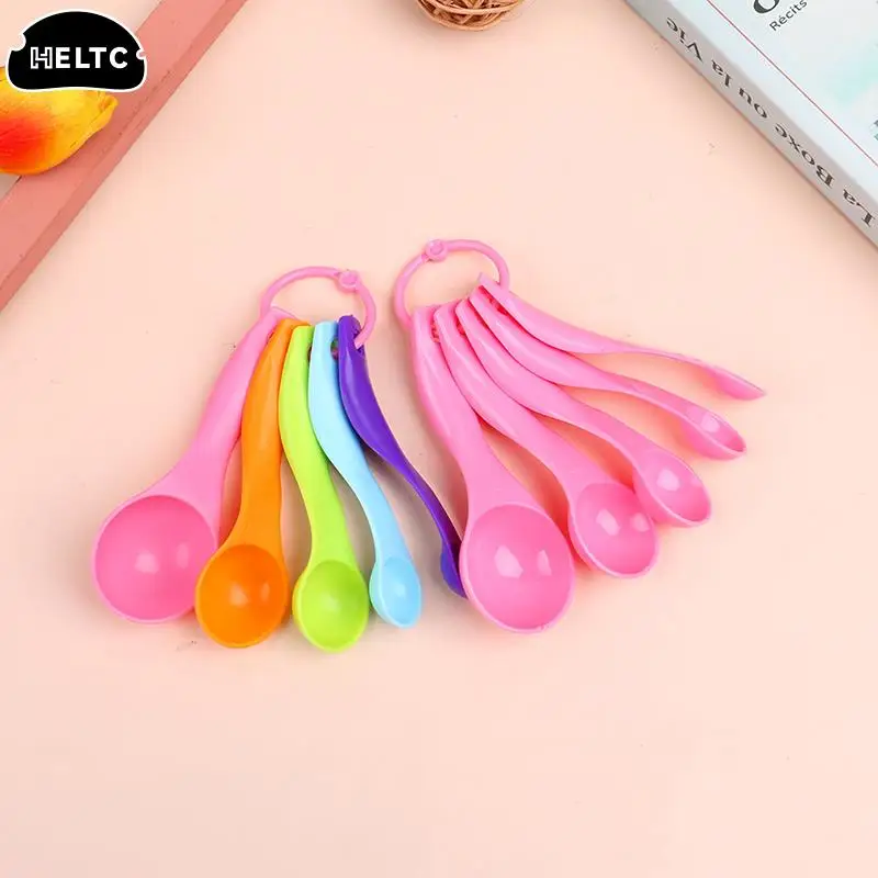 1/5PC Home Measuring Spoon Set Double Scale Measuring Spoon Ml/g Cake Baking Flour Cups Pink Plastic