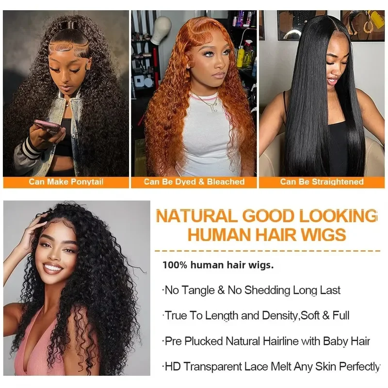 Human Hair Wigs 13x6 HD Lace Loose Deep Wave Frontal 42 Inch Deep Curly Lace Front Preplucked Glueless Human Hair