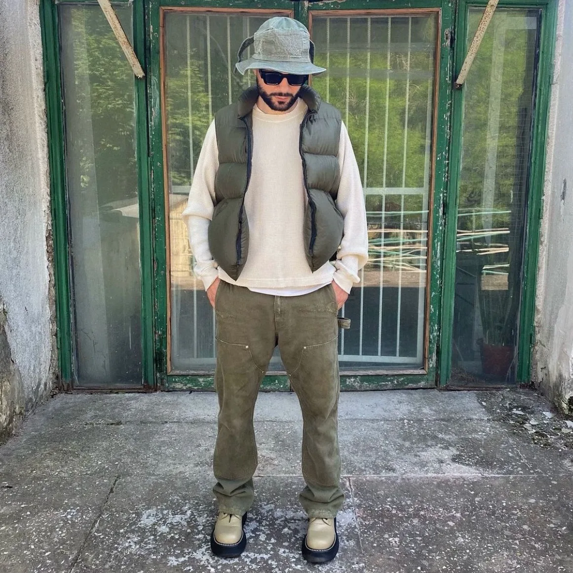 

Logging Pants Cargo Vintage Streetwear Relaxed Fit Jean for Men Straight Tube Military Green Overalls Retro Washed Denim Jeans