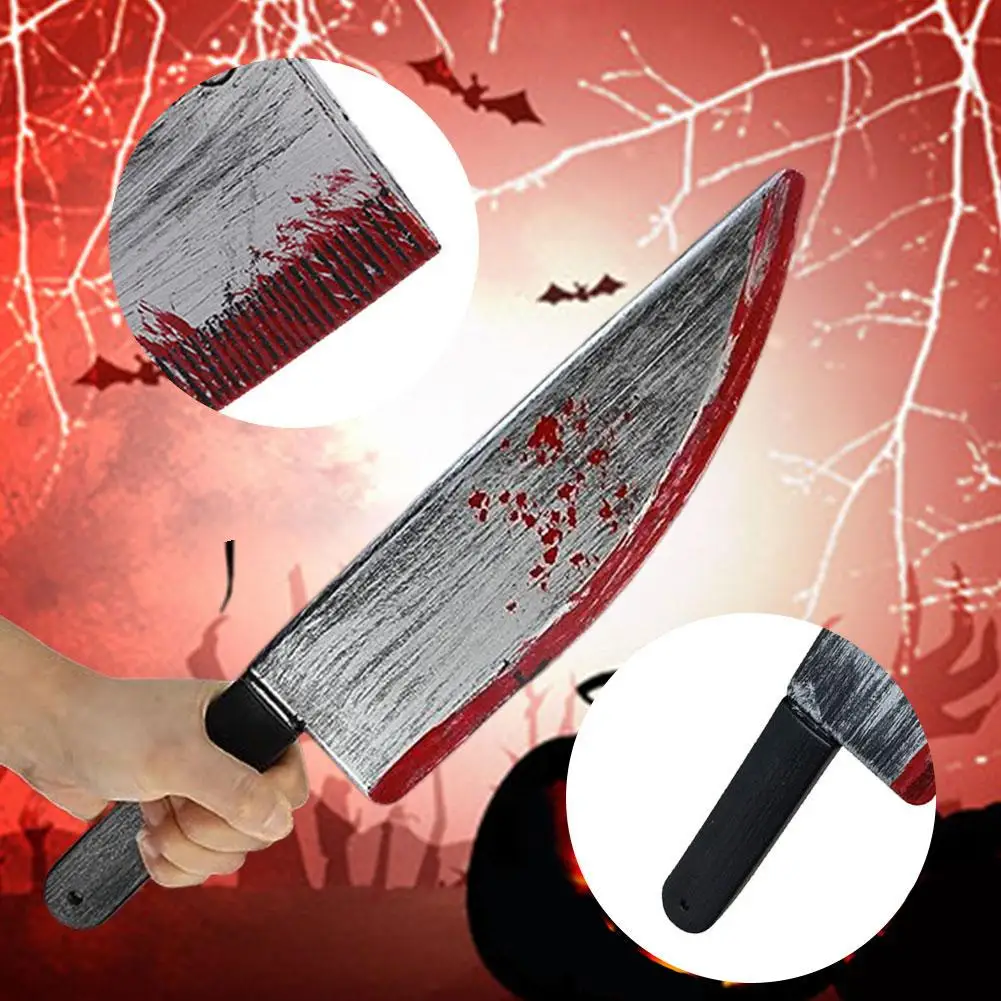 

Halloween Faked Bloody Sharp Knife Kids Toys DIY Horror Supplies Plastic Kitchen Party Cosplay Simulated Props Knife V2F5
