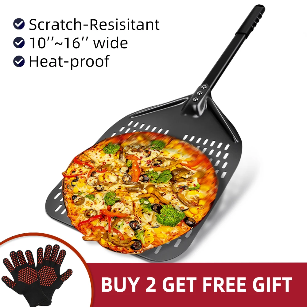 10 12 13 14 16 Inch Big Pizza Perforated Shovel Paddle Short Handle for Oven Turning Peel Kitchen Tools Nonstick Pizza Baking