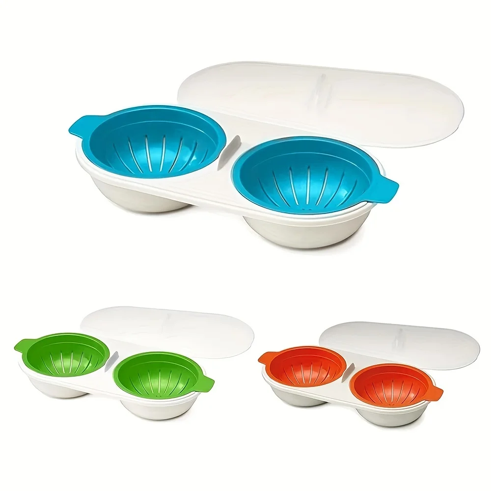Egg poacher Egg boiler mold cup Egg cooker Silicone egg poacher One Set Of Microwave Eggs Poacher Microwave Double Egg Boiler 2 Cups Design Cookware Kitchen Tools