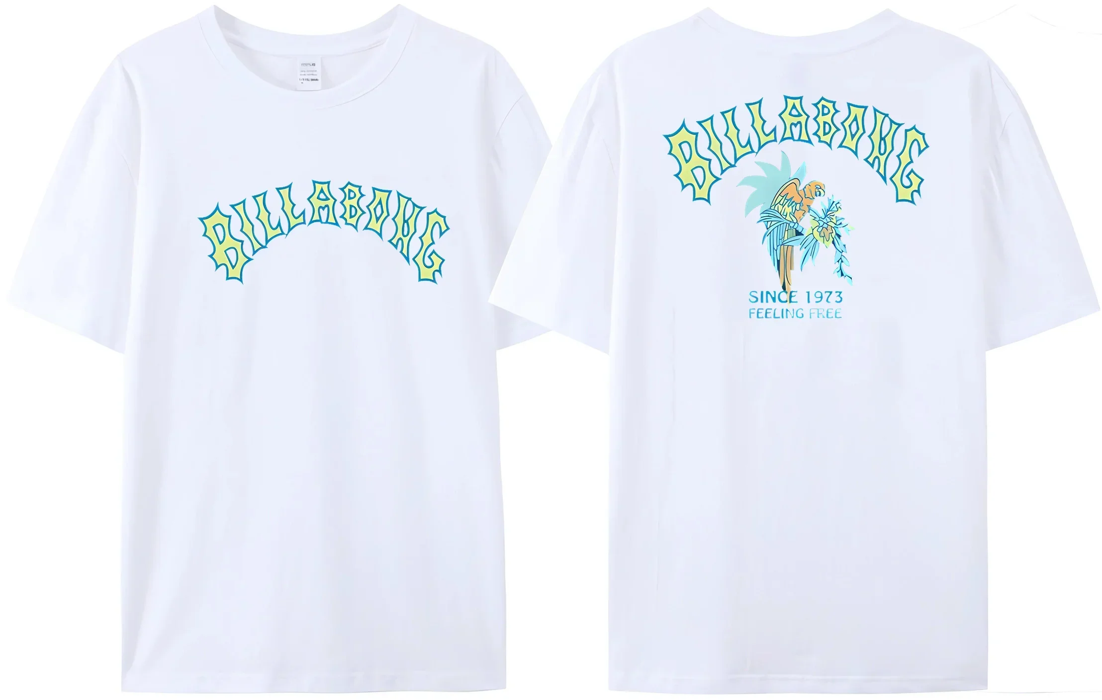Wave New Men's Summer Billa-bong T-shirt 100% Cotton Double Sided Printing High Quality Casual Top Tees 2