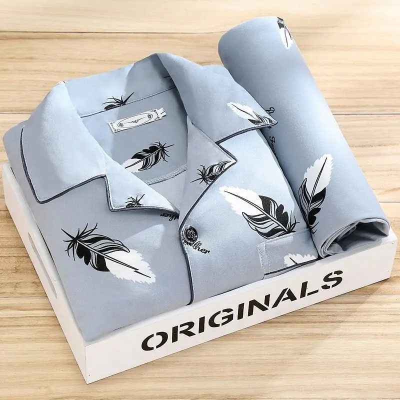 High-end Fashion Pajamas Men's Long Sleeve Spring and Autumn 2024 New Men's Casual Middle-Aged and Young People Loungewear Set