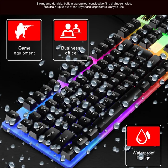 Wired 104Keys Keyboard And Mouse Set Business Office Gaming Colorful Lighting Ergonomic Keyboard Mouse For laptop PC Accessories - Image 5
