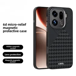 Sleek Carbon Fiber Magnetic Wireless Charging Phone Case with Metal Lens Protector for OPPO Find X9 (B2)