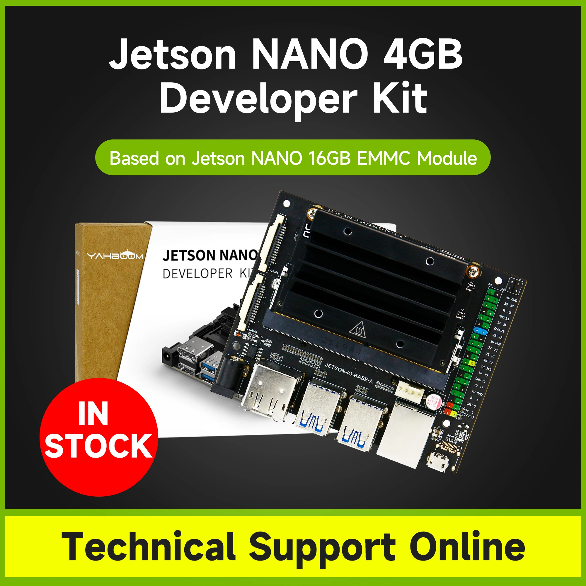 Yahboom Jetson NANO 4GB 개발자 키트 JETSON NANO 16G EMMC 모듈 CE ROHS, 프로그래밍 ...