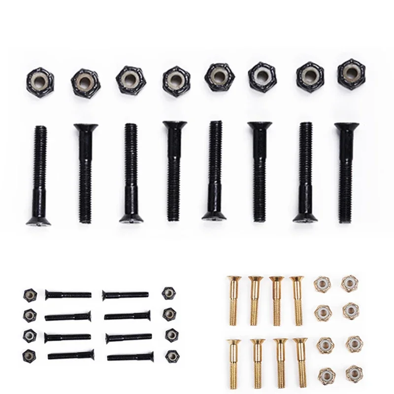 Skateboard Longboard Accessory Kit - Medium Carbon Steel Screws & Nuts (16 Pcs)