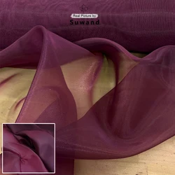 Elegant Purple Matte Organza Bridal Fabric - 150cm Wide Sheer Material for Gowns and Wedding Decor (Burgundy)