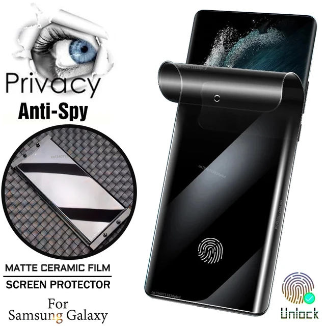  Protector de pantalla de privacidad para Galaxy S23 Ultra,  desbloqueo de huellas dactilares, resistente a los arañazos, película  antiespía transparente de alta definición para Samsung Galaxy S23 Ultra