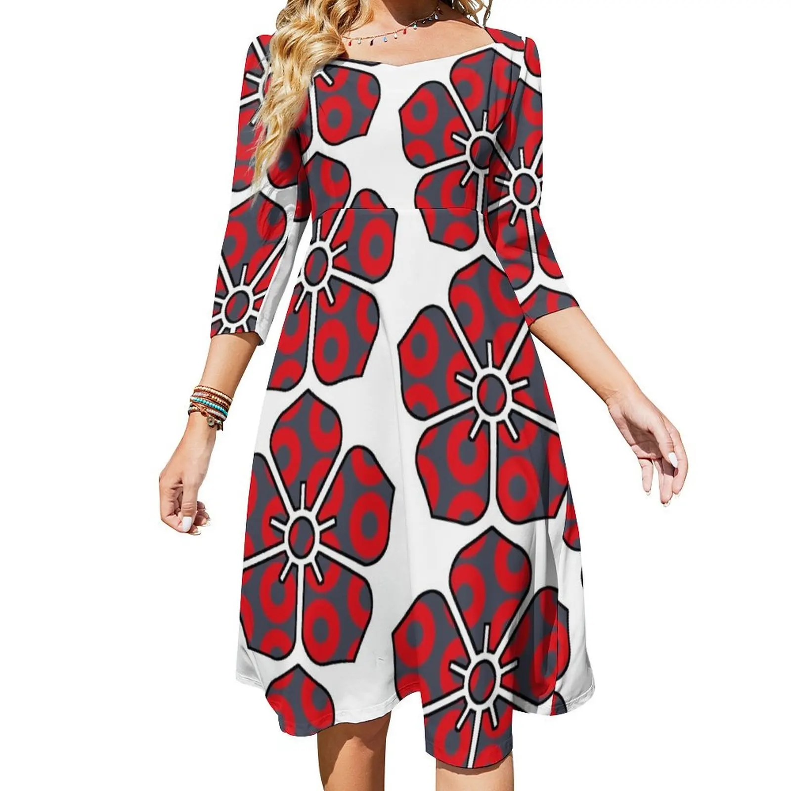 

Phish-Тропический пончик цветок расклешенное платье элегантные платья для женщин платья для торжества