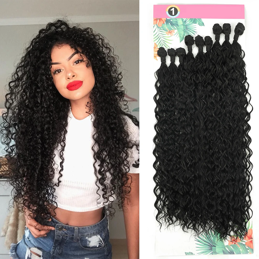 Synthetic Hair Bundles Curly Hair Extensions for Women 9PCS/Set Long Weave Hair Heat Resistant Hair Fibers Weaving For Woman