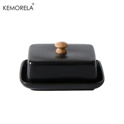 Elegant Ceramic Butter Dish with Sealable Lid (Black)