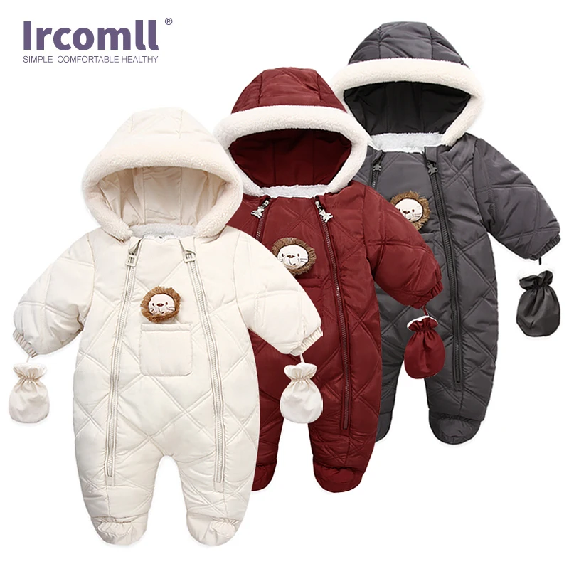 Grey Wool Baby Suit – 2-Piece Warm Winter Outfit with Lion Design main image 1