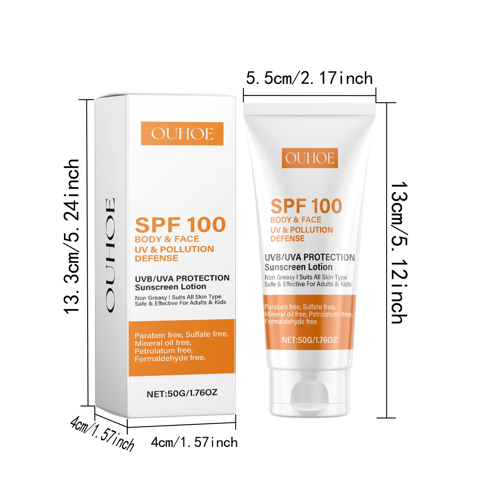 Protector solar facial y corporal spf 100 protección uva uvb_voghion.com