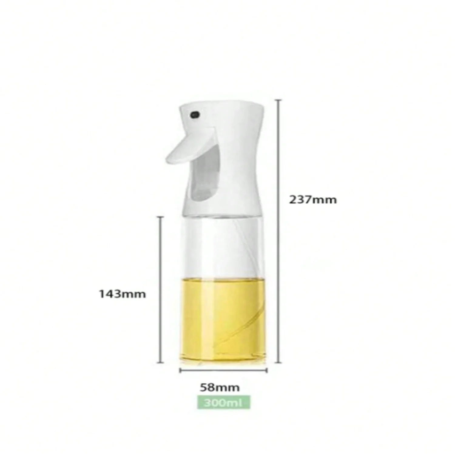 1PC 300ml Black Plastic Modern Clear Oil Sprayer 300ML , Oil Spray Bottle For Kitchen, For Camping Barbecue, Salad, Roasting, Co