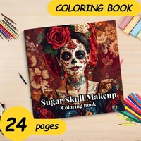 1pc 24 Pages Skull in Makeup Theme Coloring Book Art Craft Creative Expression Ideal Gift for Teens Adults 1