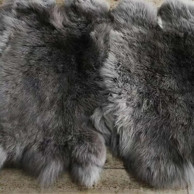 ウサギの皮，本物の髪，自然なウサギの皮，DIY，家の装飾用　4枚セット 天然ウサギの皮本物のウサギの毛レックスウサギの皮全体ふわふわウサギ