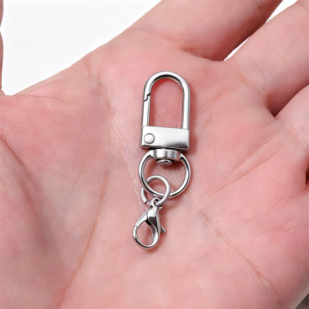 10/50/100 Stück Metallverschlüsse in Silberfarbe, Karabinerhaken aus Legierung, Schnallenverbinder für DIY-Schlüsselanhänger, Taschenanhänger, Zubehör
