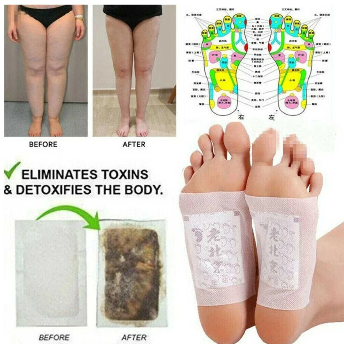 10PCS/50PCS Slimming Foot Patch Massage Detox Wormwood Bamboo Vinegar Bellflower Foot Patches Remove Toxin Health Care Pads