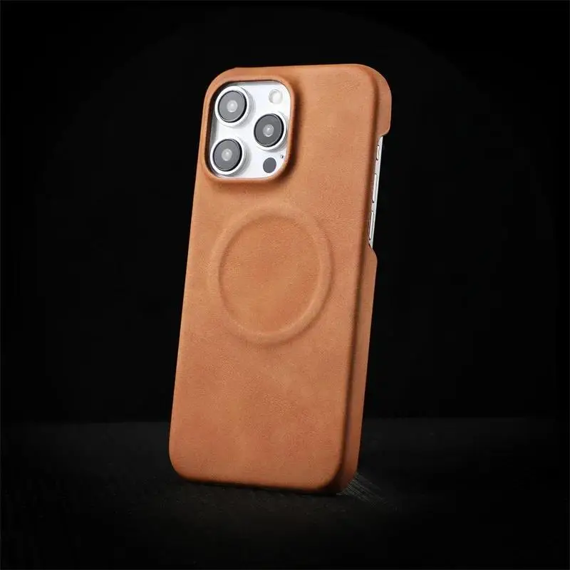 Luxury Fashion Magnetic Texture Leather Shockproof Bumper Case For iPhone 16 15 12 13 11 Pro Max 14 Plus Protection Cover Men