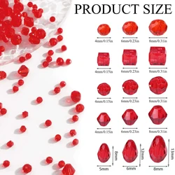 300pcs Mixed Crystal Rondelle Light AB Glass Beads for Shiny Jewelry & Crafts DIY Kit (Red Mixed 300pcs)