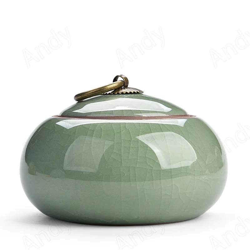 European Ceramic Tea Pot Ice Cracked Glaze Decor Seal Storage Jar with Lid Modern Living Room Desktop Candy Jars Home Decoration for ceramic storage jar