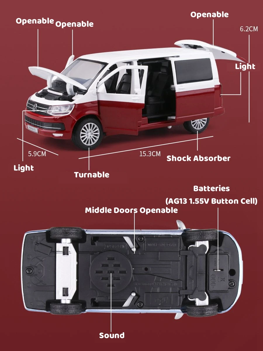 Volkswagen Multivan T6 Toy Car  Modelos De Carro Da Volkswagen - 1/32 T6  Toy Car - Aliexpress