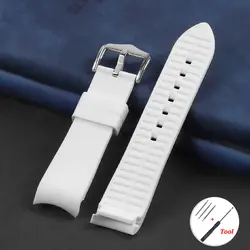 Curved Silicone Watch Band Universal Wristbelt - Premium Rubber Bracelet - 22mm (White)