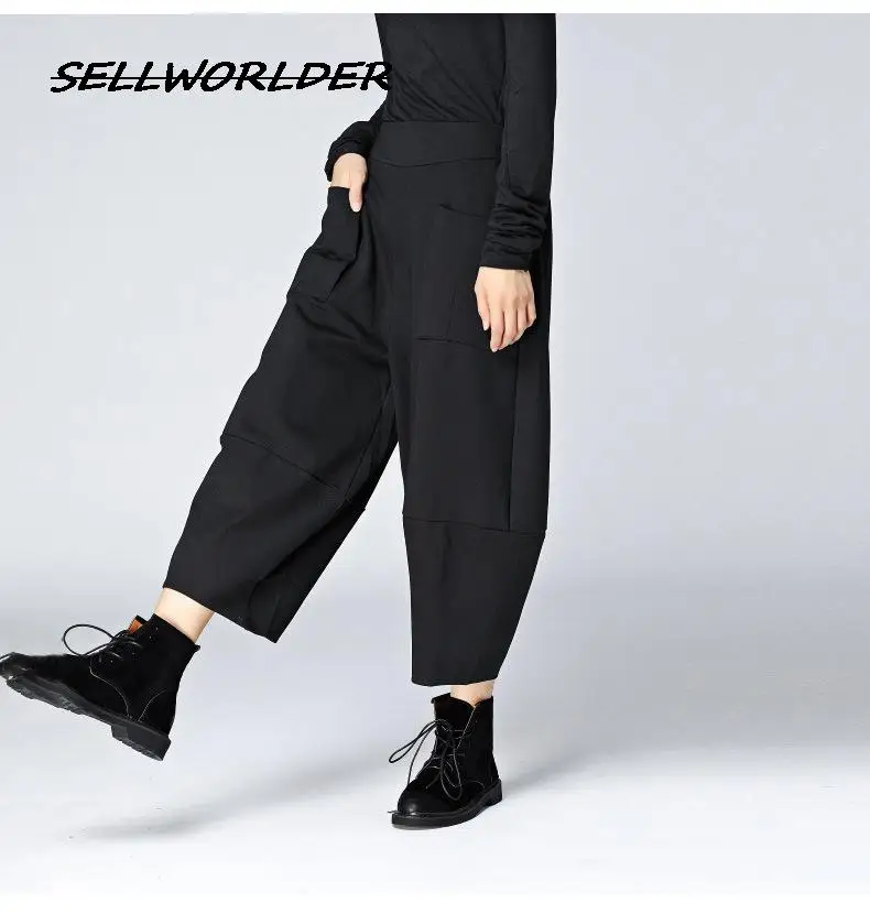 

2023 Women's Oversized Girl's Ankle length Bloomers Solid Pants Lantern Wide leg trousers
