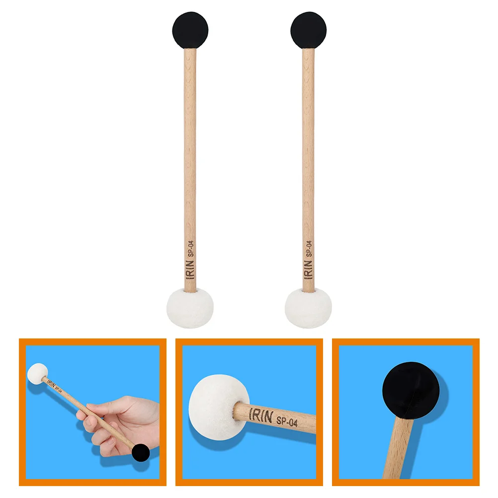 

Drum Mallet Wooden Drumsticks Singing Bowl Accessories Double-Ended Rubber Felt Mallet Instrument