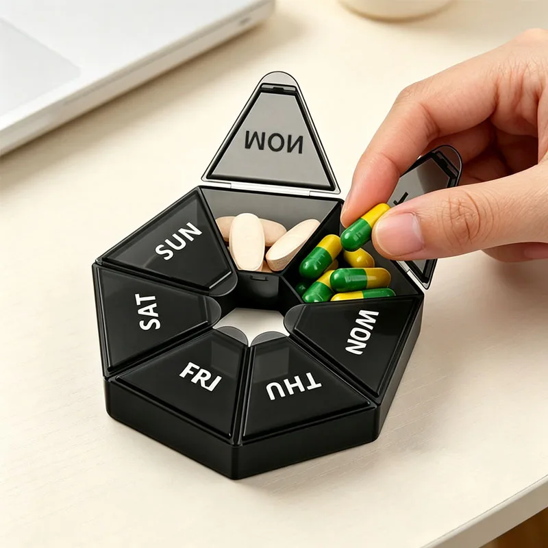 Compact Weekly Pill Organizer - 7-Day Medicine and Vitamin Storage Box