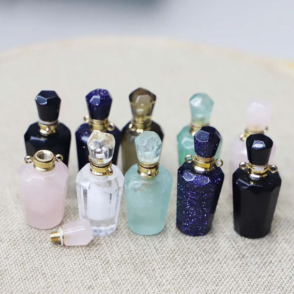 New Natural Stone Perfume Aromatherapy Oil Bottle Pendant Essential Fashion Jewelry Gift Making Charms DIY Necklaces Accessories