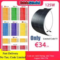 125W 250W panneau solaire 18V panneau solaire Flexible monocristallin cellule solaire 12V/24V chargeur de batterie 1000W Kits de système domestique RV bateau 1