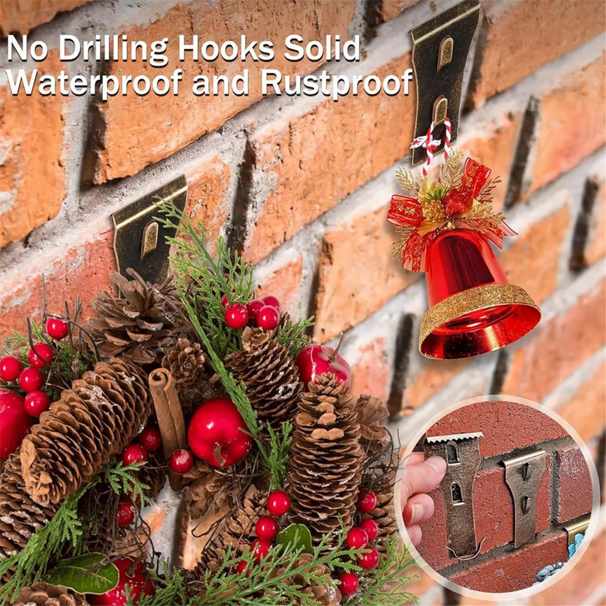 8 Brick Clips for Hanging Brick Hooks Brick Clips for 2-1/4In to 2-3/8In Tall Bricks Metal Brick Hook Spring Steel Clips
