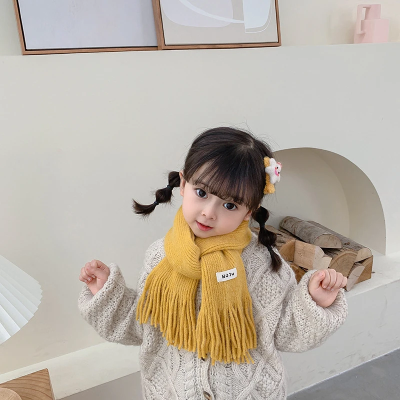 Bufanda bebé, calentador de orejas para niños, niñas y niños bufandas de lana punto para, bufanda de Color para envolver el cuello | - AliExpress