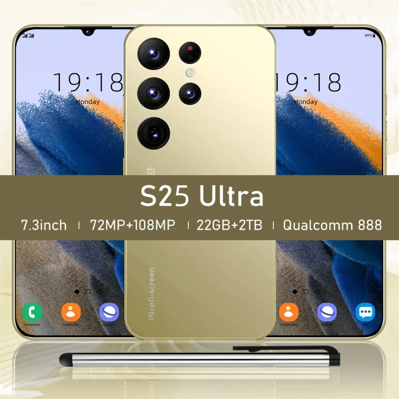 Voice Message Phone Cordless Phone Wired Phone Phone Handset S25 Ultra Mobile Phones 7.3 HD Screen 22GB+2TB 4G 5G Dual Sim Android Unlocked 8000mAh S24 Ultra