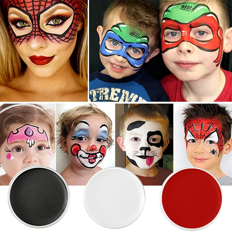 

Veronni Black White Red Monochrome Halloween Body Painting Kids Party Oil Paste 30g Stage Show Waterproof Makeup Greasepaint