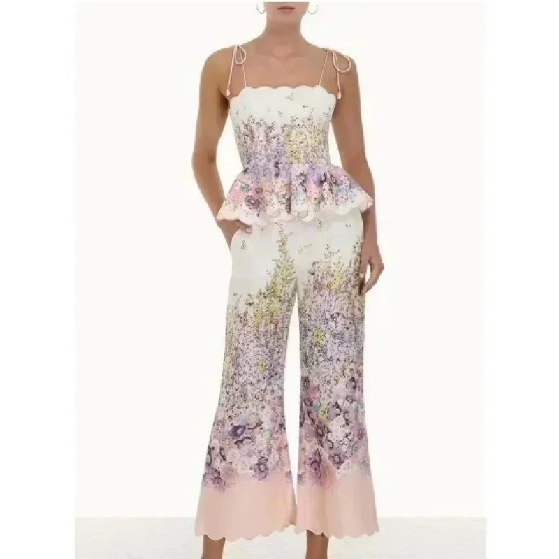 2024 Cute Flared Cropped Pants Suit, Australian European and American Style, Summer, New, 2024 Dress for Women Two Piece Set