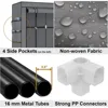 Portable Closet Wardrobe, Clothes Storage Rack Organizer with Cover, Side Pockets, 5 Clothes Hanging Rods 5
