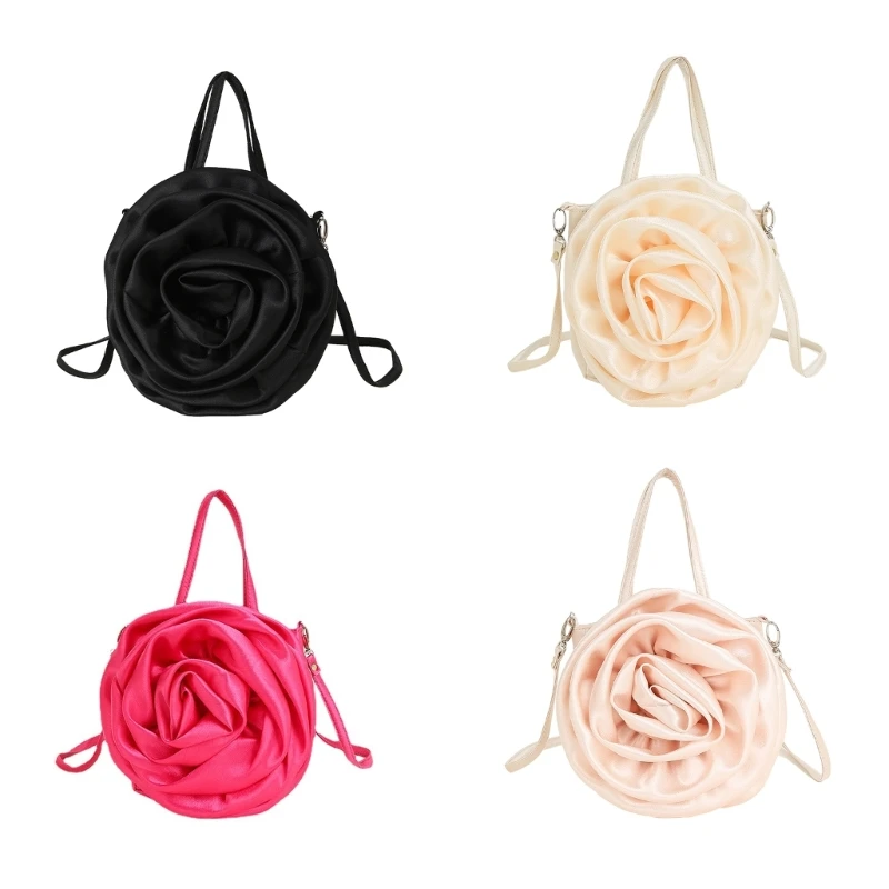 

Fashion Tote Clutch Bag Wedding Evening Bag 3D Rose Shape Handbag Shoulder Bag with Detachable Strap Crossbody Bag