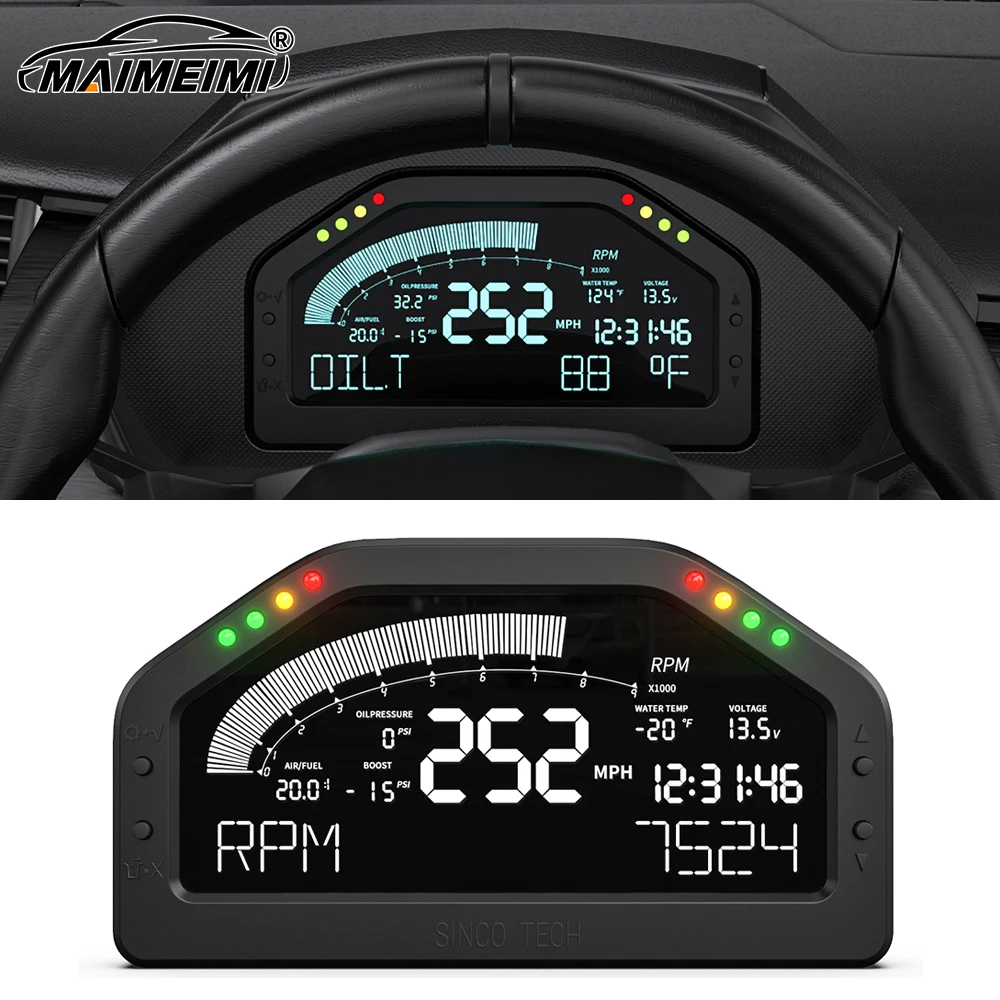 방수 7 색 LCD 디지털 타코미터 게이지 12V 자동차 경주 다기능 대시 보드..