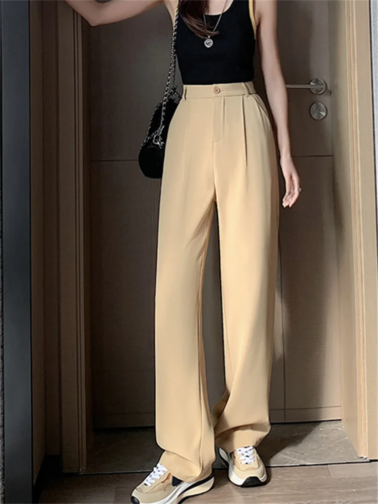 Description Picture 6 of itemSyiwidii High Waisted Suits Pants for Women Spring 2023 Korean Fashion Solid Wide Leg Straight Pants Office Ladies Casual Pants