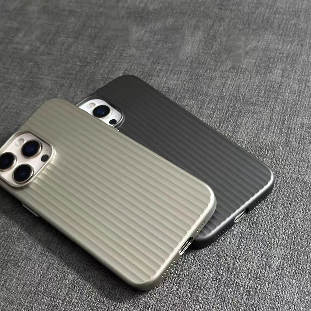 Metallic Stripe Matte Slim Shockproof Phone Case with Camera Protection