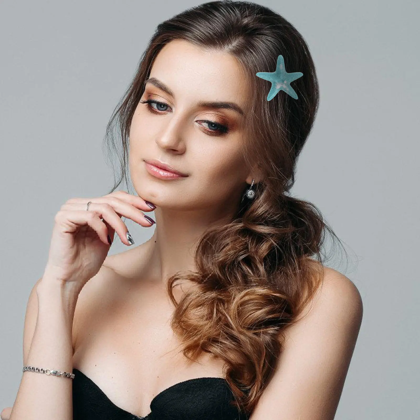 4pcs 오션 시리즈 클립 여성용 레진 해양 헤어핀 인어 해변 웨딩 파티 바다 조개 헤어 액세서리