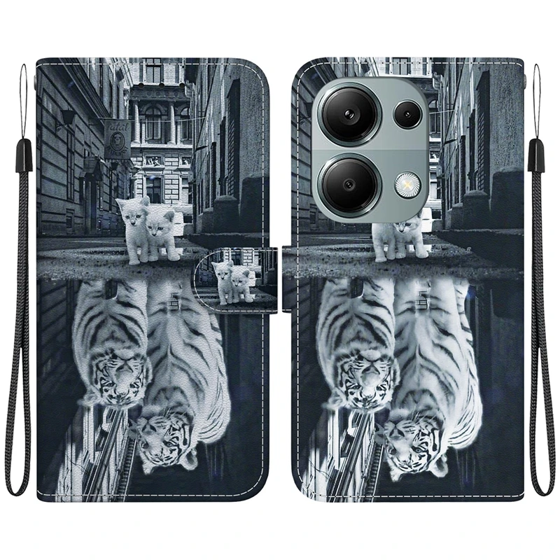 Elegant 3D Fashion Leather Magnetic Flip Wallet Phone Case with Artistic Design
