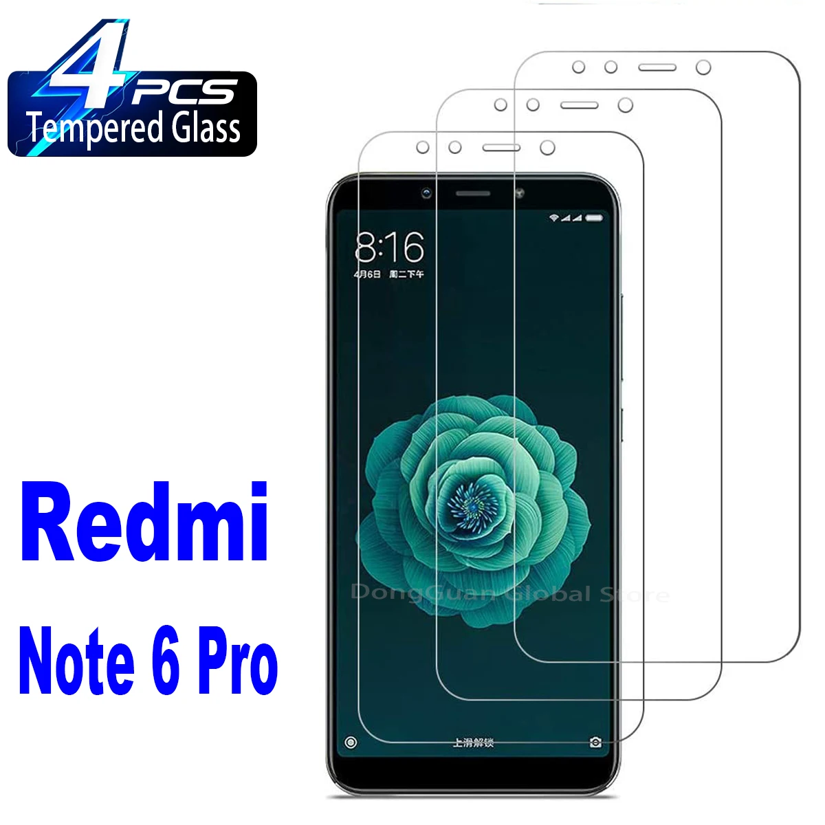 

2/4Pcs High Auminum Tempered Glass For Xiaomi Redmi Note 6 Pro Screen Protector Glass Film