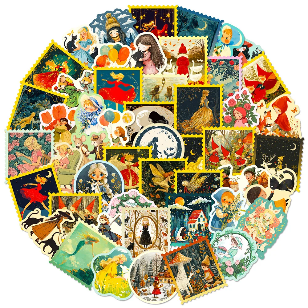 

10/30/50pcs Retro Cute Cartoon Fairy Tale Stickers Funny Graffiti Sticker for Kid Toy Phone Notebook Suitcase Waterproof Decals