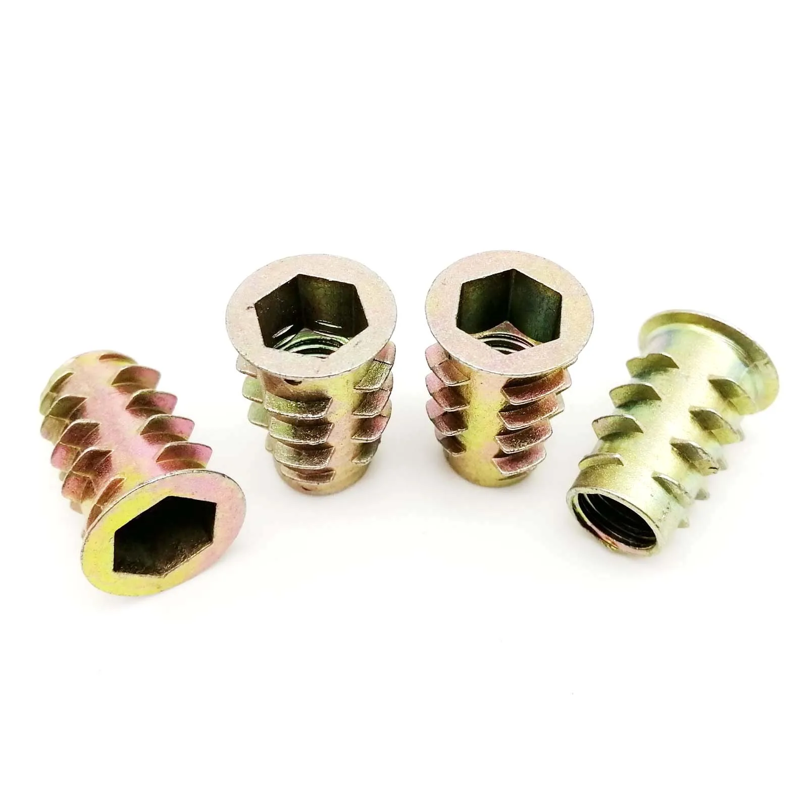 10pcs M4 M5 M6 M8 M10 Thread Allen Hexagon Hex Socket Head Wood Furniture Cabinet Bed Embedded Insert Nut E-Nut Length = 8-25mm insert nut