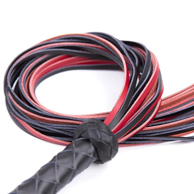 78CM Genuine Bull Leather Horse Whip, Horse Training Real Whips, Leather Covered Handle,With Iron Ring 5